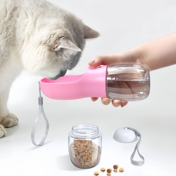 2 In1 Dog Cat Water Bottle with Storage Food and Water Container for Puppy Pets