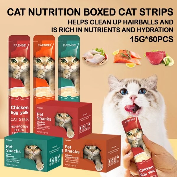 Cat Snacks Cat Strips Whole Box  Cat Snacks Tuna Chicken Cat Fattening Pet Snacks cat food