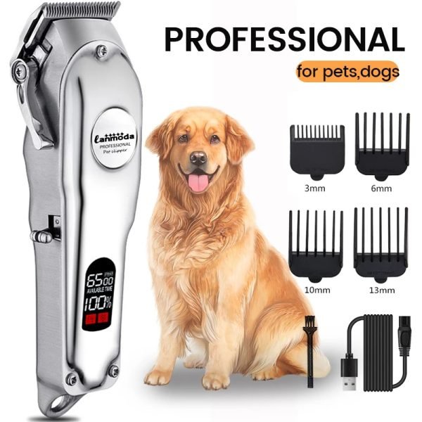 Professional Dog Hair Clipper All Metal Rechargeable Pet Trimmer Cat Shaver Cutting Machine