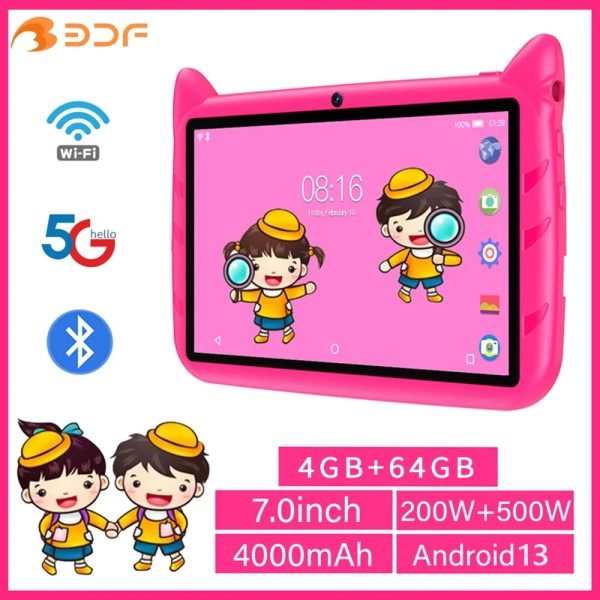 BDF 7 Inch Kid Tablet Android 13, 4GB RAM 64GB ROM,1TB Expand,5G WiFi,4000MAH