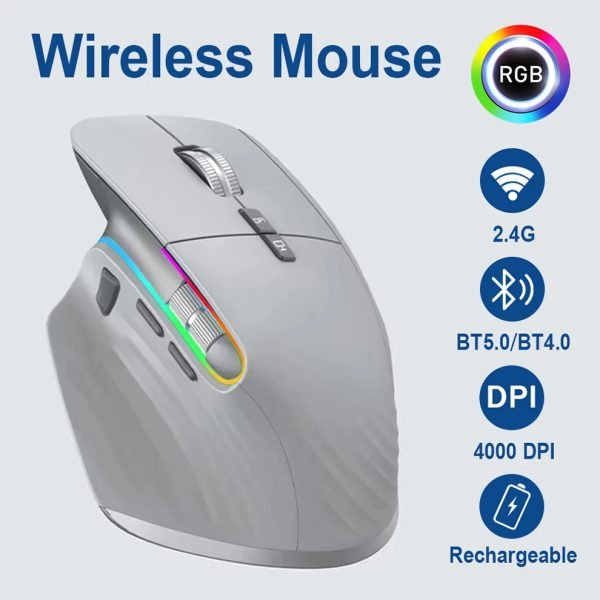 Multi-Device Wireless Mouse Bluetooth 5.0 3.0 Mouse 2.4G Wireless Portable