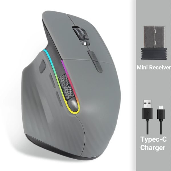 Tri-mode Wireless Mouse Bluetooth+2.4G Gaming Mouse Mute Mause Ergonomic