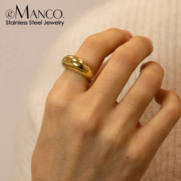 e-Manco Fashion Simple Stainless Steel Rings for Women Arc Rings Jewellery