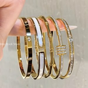 Titanium Steel Bracelet White Fritillary Shell Bracelet Luxury Design Stainless Steel