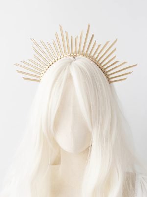 1Pc Gold halo crown, Halo headband, Wedding crown, Bridal headpiece hair accessories