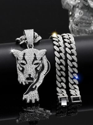 Hiphop Zinc Alloy Leopard Pendant Necklace For Men,Trendy All-match Exquisite