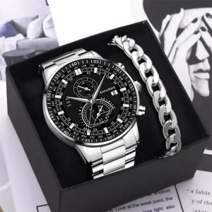 NEW Fashion Mens Stainless Steel Watches Luxury Quartz Wristwatch Calendar