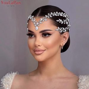 YouLaPan Bride Forehead Headdress Sparkling Rhinestone Headband