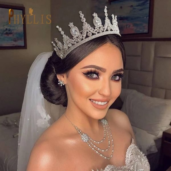 Zircon Wedding Round Crown Luxury Diadem Headband Rhinestone Headpiece