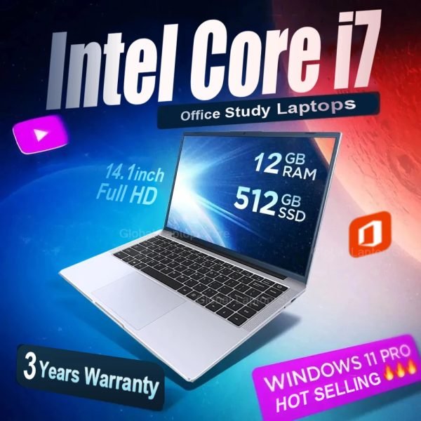 Ultra Slim Laptop Intel Core i7 14.1" 12GB DDR4 1TB 2TB SSD Notebook PC Gamer