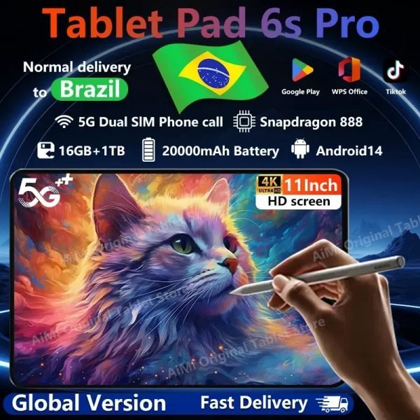 Original Pad 6S Pro Tablet 11inch  HD 4K Android 14 Snapdragon888 16GB+1T
