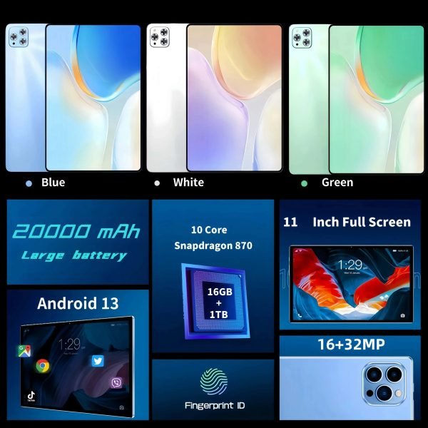 New Original Ipad Air Tablets 16Gb + 1Tb 11 Inch 20000Mah Android13