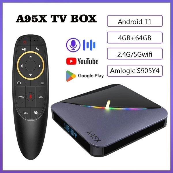 Smart TV BOX Android 11 A95X F3AirII 4K Video RGB Light 2.4/5G Dual Wifi Amlogic