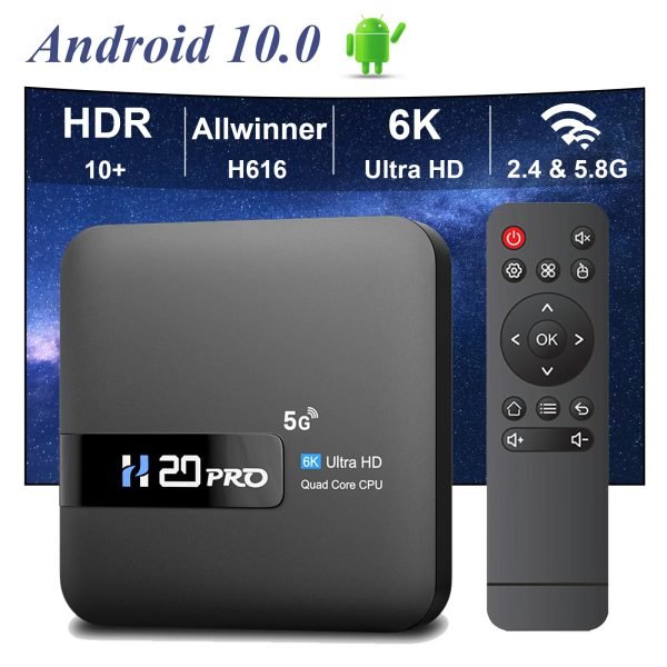 H20PRO Smart Android TV Box Android 10.0 16GB 2.4 5G WIFI 4K Media Player