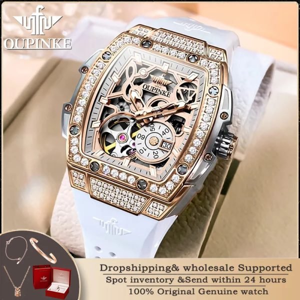 OUPINKE 3220 Original Women Mechanical Watch Luxury Imported Movement