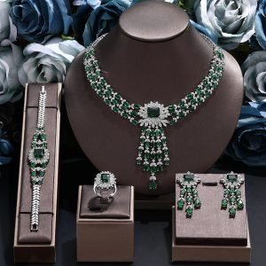4pcs Bridal Zirconia Full Jewelry Sets For Women Party, Luxury Dubai Nigeria