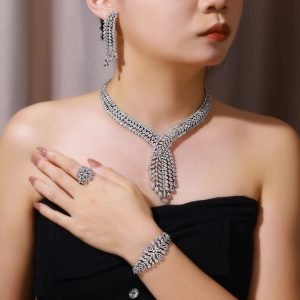Nigeria 4pcs Bridal Zirconia Jewelry Sets For Women Party, Luxury Dubai Nigeria