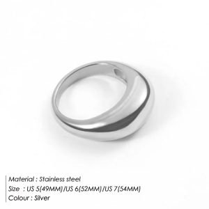e-Manco Fashion Simple Stainless Steel Rings for Women Arc Rings Jewellery