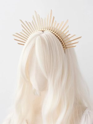 1Pc Gold halo crown, Halo headband, Wedding crown, Bridal headpiece hair accessories