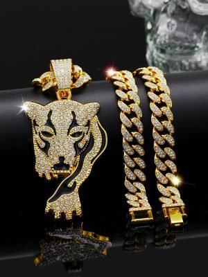 Hiphop Zinc Alloy Leopard Pendant Necklace For Men,Trendy All-match Exquisite