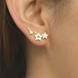 Shiny Star Stud Earrings for Women Elegant Zircon Rhinestone Mini Star Earrring
