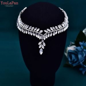 YouLaPan Crystal Forehead Headband for Women Brides Headpiece Party