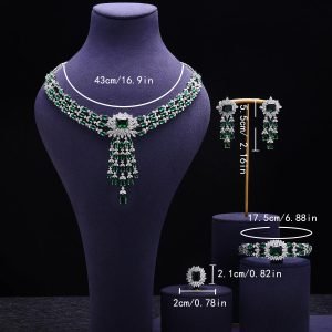 4pcs Bridal Zirconia Full Jewelry Sets For Women Party, Luxury Dubai Nigeria