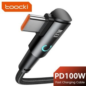 Toocki 90 Degree Elbow USB Type C Cable 100W 5A Fast Charging Data Cord