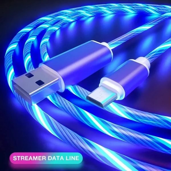 1m 3.28ft Type C Glowing Cable Mobile Phone Charging Cables LED Light Charger