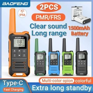2pcs Baofeng F22 Mini Walkie Talkie PMR FRS Long Range Rechargable Portable