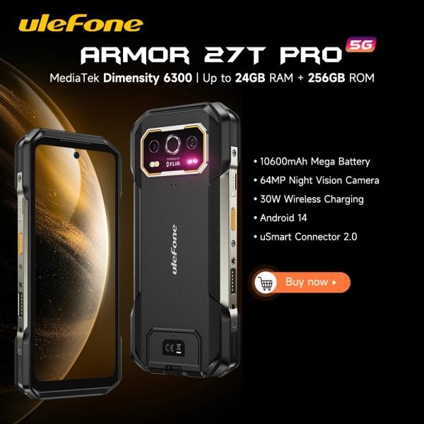 Ulefone Armor 27T Pro 5G Rugged Phone 10600mAh Smartphone Android 14