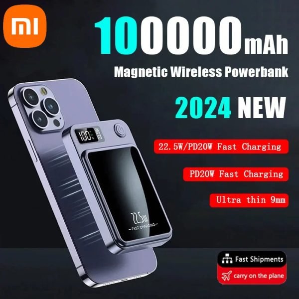 100000mAh Capacity Power Bank Magnetic Wireless 22.5W Ultra Super Fast