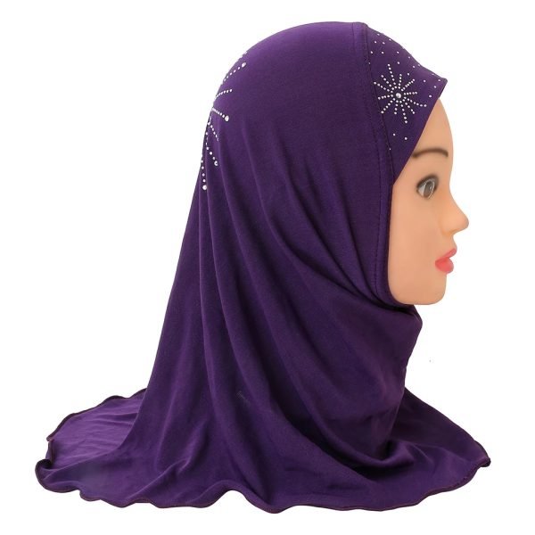 H042 beautiful small girl hijab with stones cute scarf hats women's caps can fit