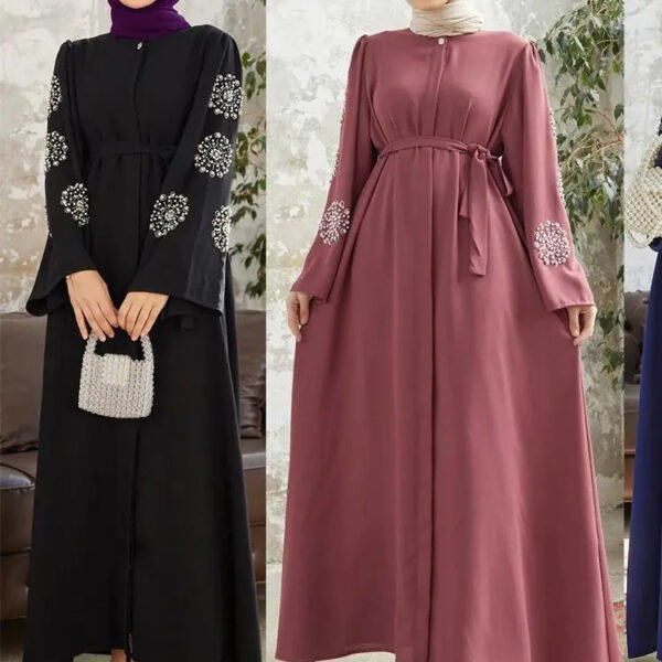 Ramadan Eid Beading Luxury Abaya Dubai Islam Muslim Kaftan Modest Dress Prayer Clothes For Women Kebaya Robe Musulmane Femme