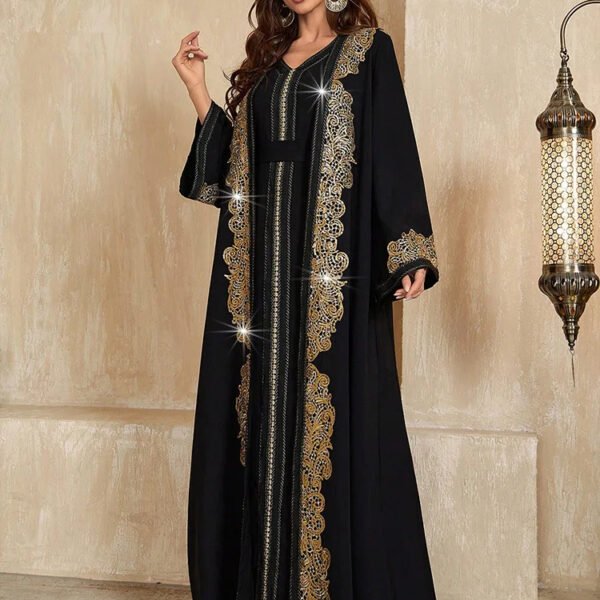 2024 Luxury Dubai Abayas for Women Muslim Evening Party Dress Kimono Open Abaya Turkey Kaftan Femme Djellaba Jalabiya Robe Set