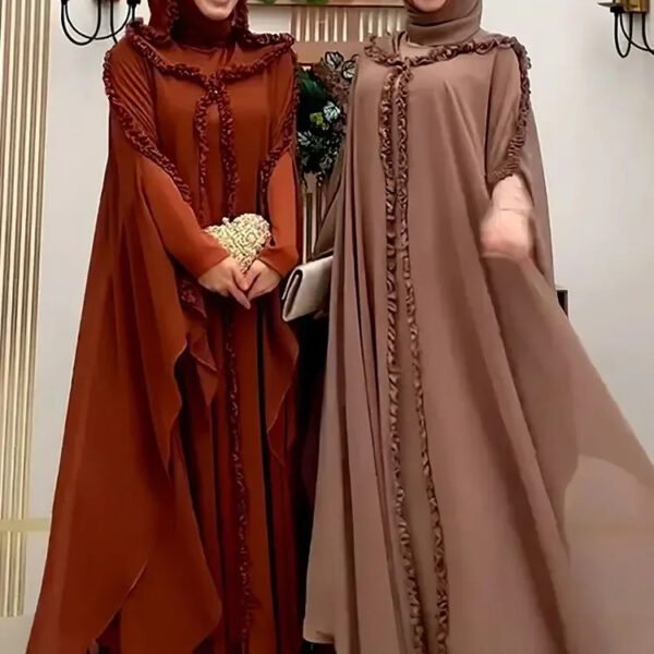 Ramadan Chiffon Muslim 2 Piece Khimar Abaya Set Islam Hijab Dress African Dresses For Women Kebaya Robe Femme Musulmane Kaftan