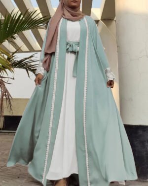 Dubai Muslim Open Kimono Cardigan Abaya Lace Embroidery Islamic Dress Dubai Woman Robe Kaftan Moroccan Wedding Caftan Ramadan