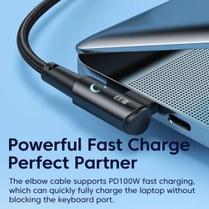 Toocki 90 Degree Elbow USB Type C Cable 100W 5A Fast Charging Data Cord