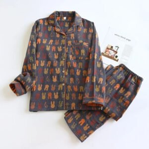 Women's spring and autumn color cotton long-sleeved suit jacquard cotton women's pajamas large cardigan home clothes