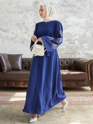 Ramadan Eid Beading Luxury Abaya Dubai Islam Muslim Kaftan Modest Dress Prayer Clothes For Women Kebaya Robe Musulmane Femme