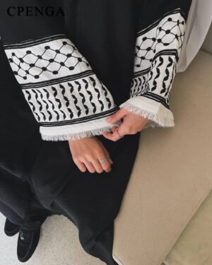 2024 New Muslim Women Embroidery Tassel Cardigan Party Gown Dubai Abaya Middle East Türkiye Robe Black White Islam Elegant Coat