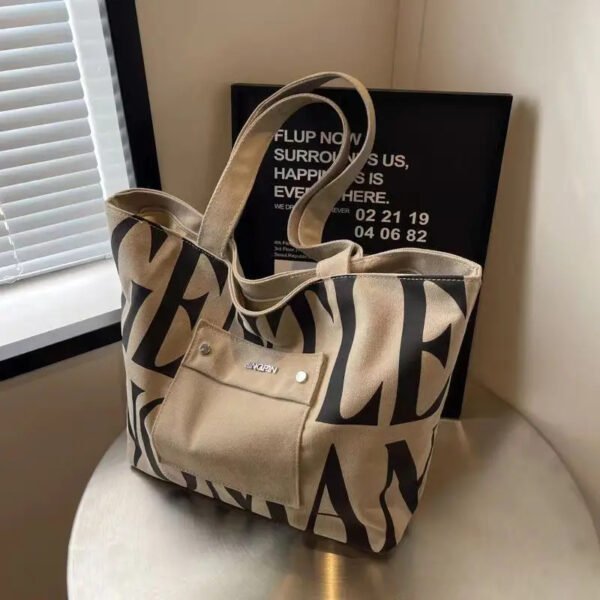 Large capacity canvas bag commuter bag ladies shoulder bag 2024 new fashion letters Tote handbag