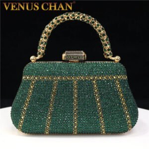 Popular In Nigeria Exquisite Evening Bags With Diamond Design Fashion Handle Clutch Rhinestone Embellished Long Chain Bag