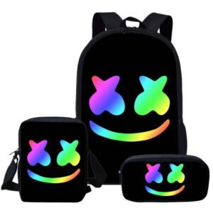 DJ marshmallow backpack, versatile electronic music marshmello school bag, high school student travel bag