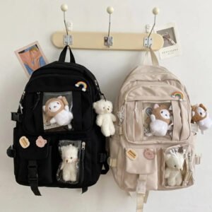 Nylon Waterproof Teenage Book Bag Large Capacity Simple Backpack School Rucksack Travel Backbag Boys Girls Students School Bag