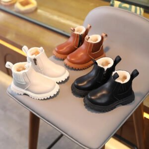 Autumn Winter Baby Kids Short Boots Super Warm Boys Girls Shoes Pu Leather