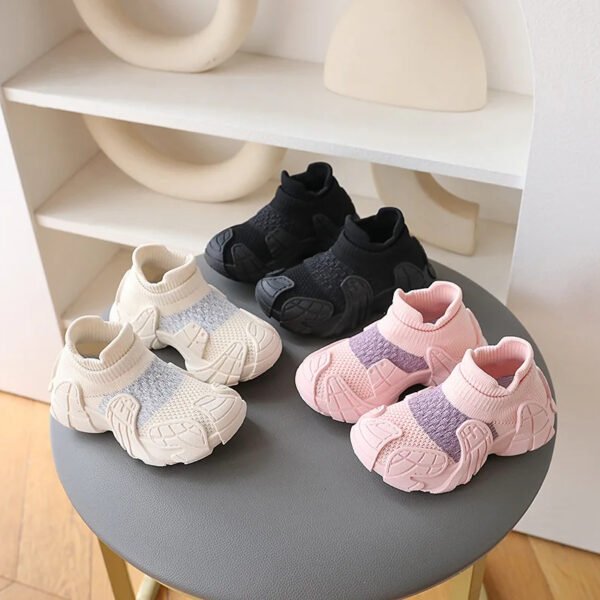 Children Sock Shoes Breathable Knitted Sneakers Boys Girls Slip on High Top Casual Shoes Soft Bottom Anti Slip Kids Shoes Tenis