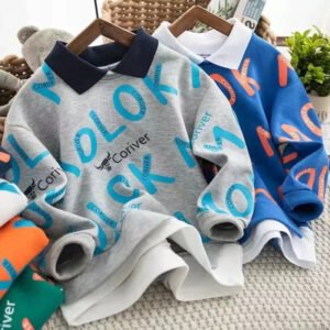 Children's Autumn Collection Boys Sweatshirt New 2023 Korean Style Mid To Large Children Long Sleeve Lapel Polo Shirt Top Jacket