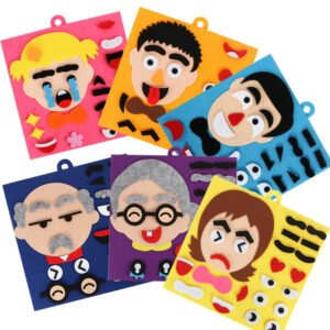 DIY Puzzle Felt Toy Non-woven Fabric Early Childhood Education for Manual Cognitive Facial Expression Stickers Game Kids Gift