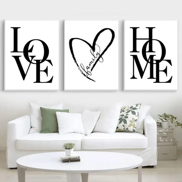 Simple Black White Love and Home Canvas Art Poster Prints Family Style Wall Decorative Picture Modern Living Room Decor Painting